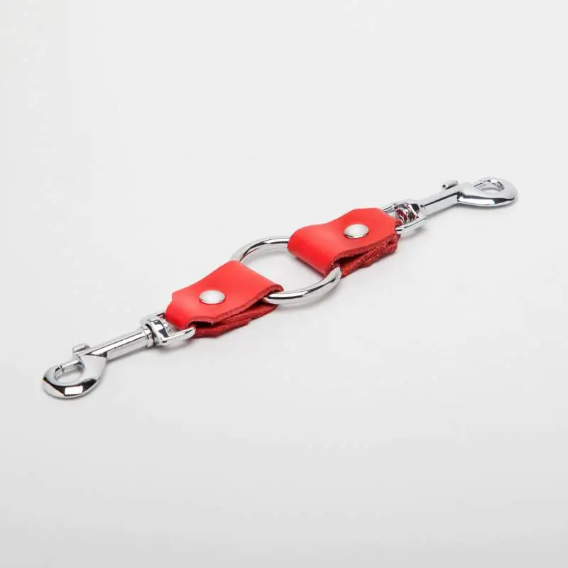 ANNEAU 2 MOUSQUETONS CUIR ROUGE – Image 2