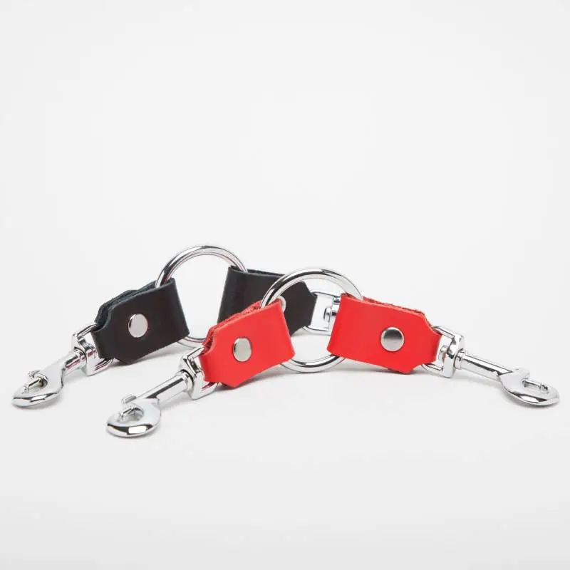 ANNEAU 2 MOUSQUETONS CUIR ROUGE – Image 3