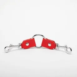 ANNEAU 2 MOUSQUETONS CUIR ROUGE