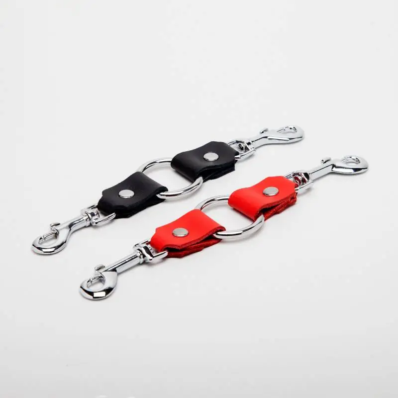 ANNEAU 2 MOUSQUETONS CUIR ROUGE – Image 4