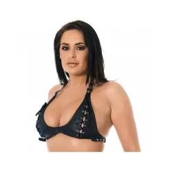 BRASSIÈRE CUIR RÉGLABLE+LACETS
