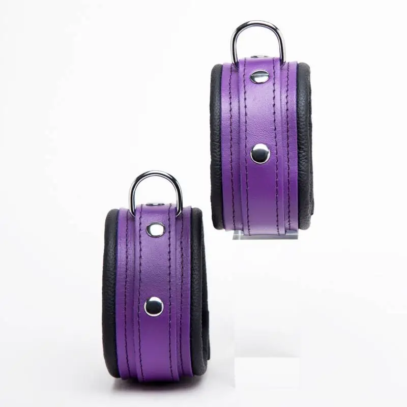 CHEVILLÈRES CUIR NOIR + LILAS 5CM – Image 2