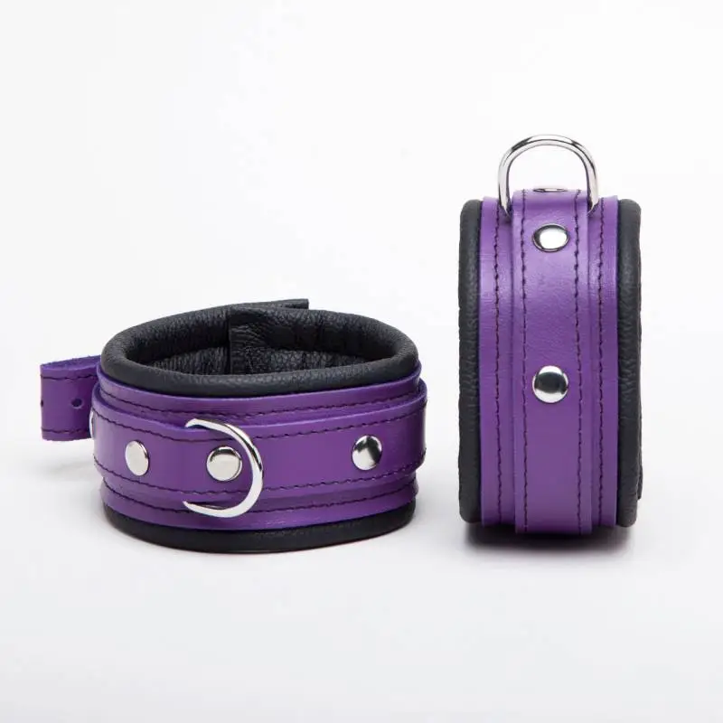 CHEVILLÈRES CUIR NOIR + LILAS 5CM – Image 4