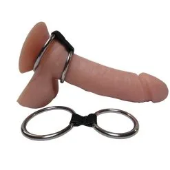 COLLECTION DEMONIA COCKRING DOUBLE ANNEAUX RELIE CUIR