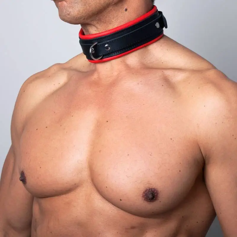 COLLECTION DEMONIA COLLIER CUIR NOIR + ROUGE 5cm – Image 5