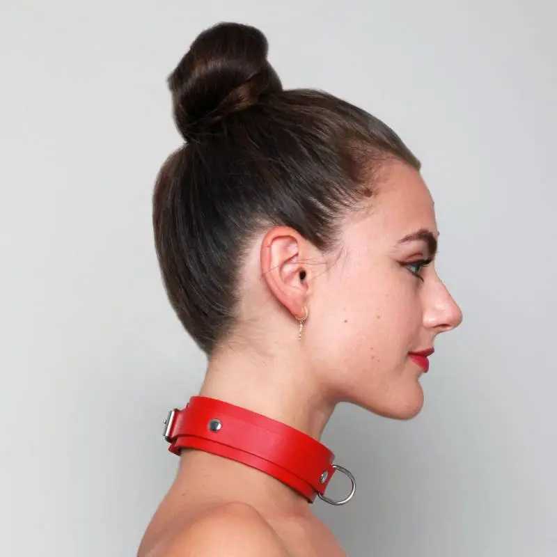 COLLIER CUIR ROUGE FIN BASIC – Image 4