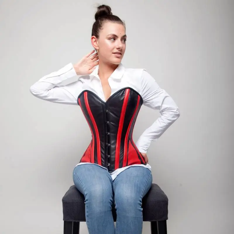 Corset Cuir Noir Et Rouge – Image 10