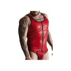 DEBARDEUR WETLOOK ROUGE