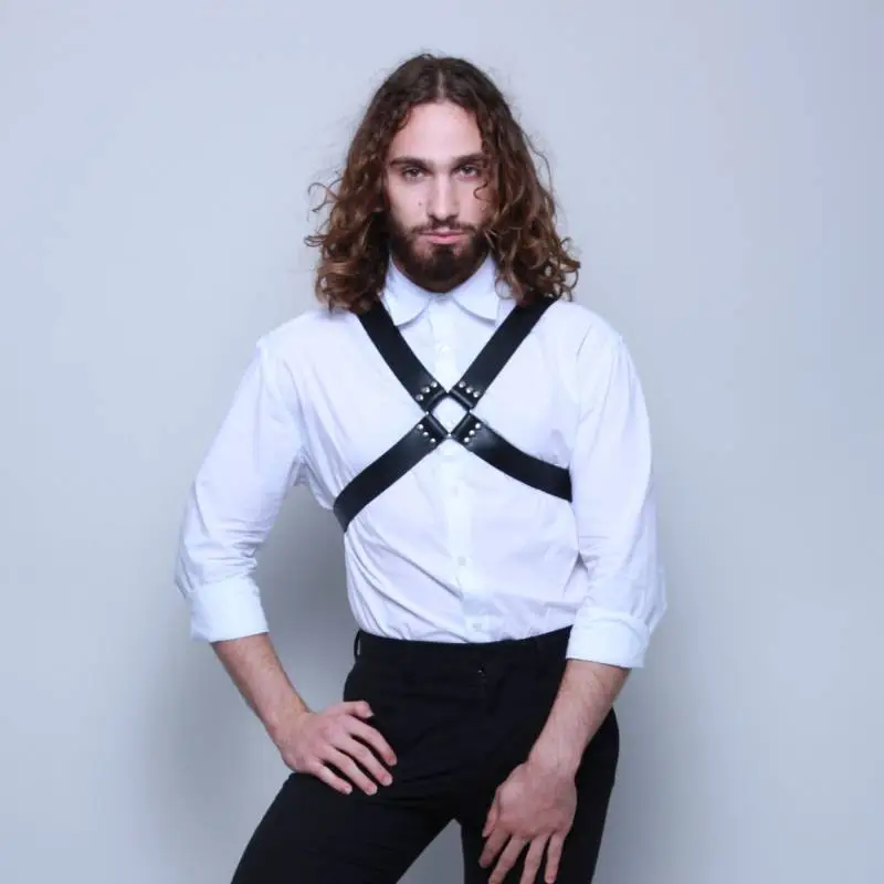 HARNAIS EN CROIX CUIR NOIR – Image 2