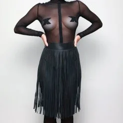 HARNAIS JUPE FRANGE CUIR