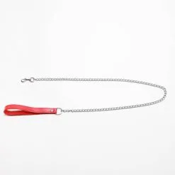 COLLECTION DEMONIA LAISSE CUIR ROUGE CHAINE 100 CM