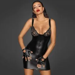 MINI ROBE WETLOOK DÉCOLLETÉ DENTELLE