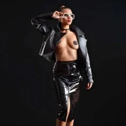 ORNELLA JUPE VINYLE NOIR