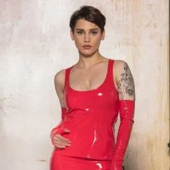 PRALINE TOP VINYLE ROUGE