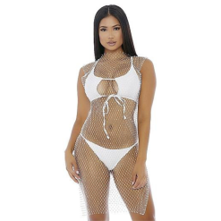 ROBE FILET STRASS BLANC T.U