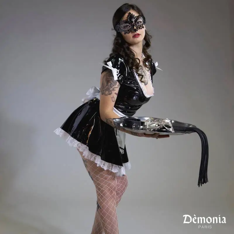 ROBE SOUBRETTE VINYLE NOIR – Image 3