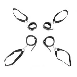 COLLECTION DEMONIA SANGLES COINS PORTE + MENOTTES ET CHEVILLERES (PAR 4)