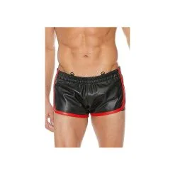 SHORT CUIR NOIR LISERÉ ROUGE