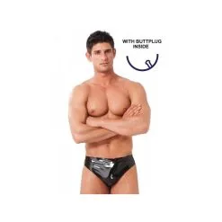 SLIP HOMME LATEX + BUTTPLUG (10 X 3.5 Cm)